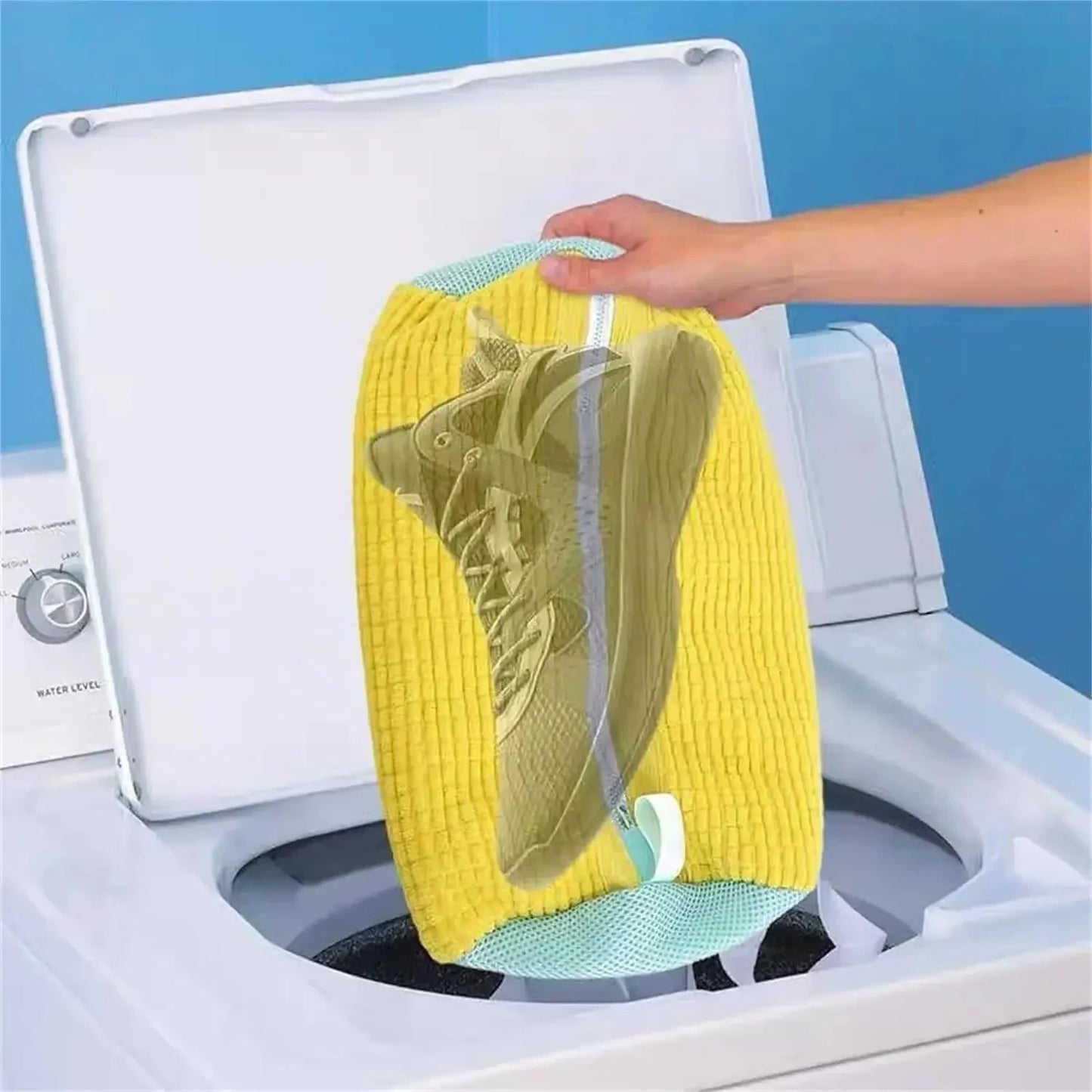 Elevate shoe care with this luxurious Laundry Bag for Washing Machines. Zippered design with rich internal fluff safeguards sneakers and casual shoes during every cycle.