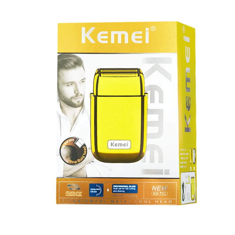 Score a flawless bald look instantly with the Original Kemei Rechargeable Pro Metal Shaver – electric head/beard razor with stainless steel blades for men. CE-certified precision from NovaZip grooming essentials.